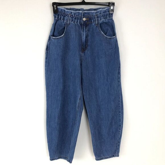 Fashion Nova Paperbag Waist Jeans Size Small High Rise Zip Pockets Tapered Mom - Picture 1 of 12